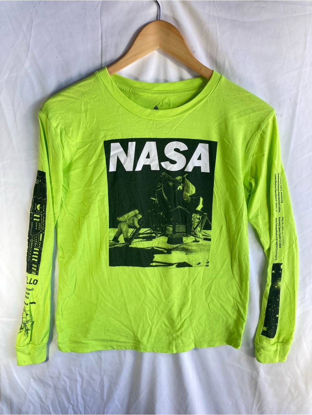 NASA Kids' Neon Yellow Long Sleeve Graphic Tee
